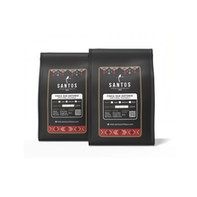 Load image into Gallery viewer, Two Santos Coffee bags from the Monthly Deal 2 Bags per Month subscription, displayed on a clean white background.
